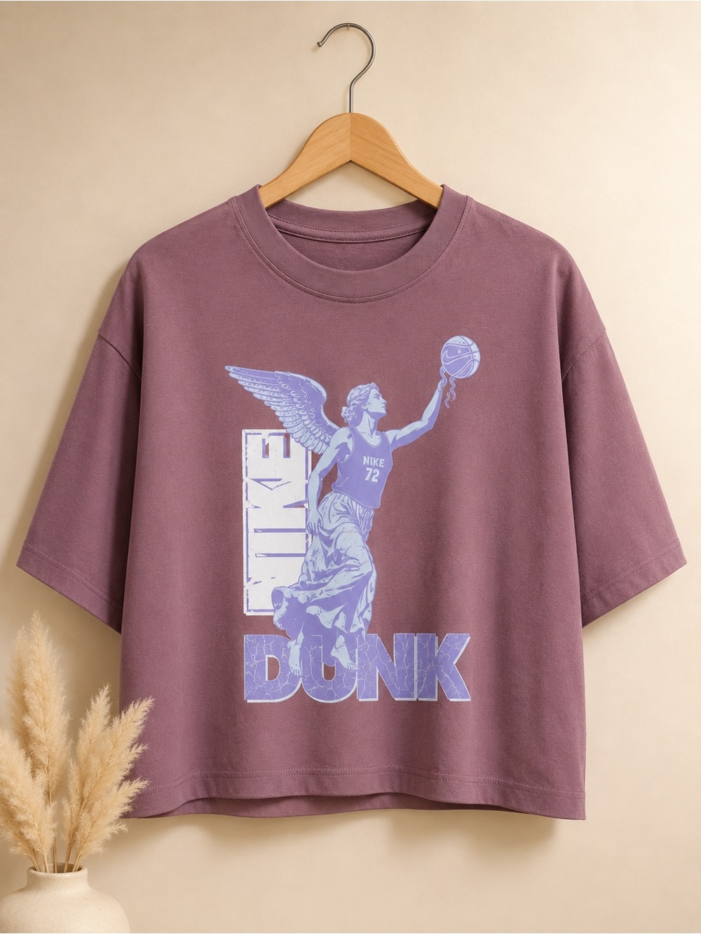 Nike Dunk Graphic Cropped Tee NWT Women’s Loose Fit Mauve Purple Size L